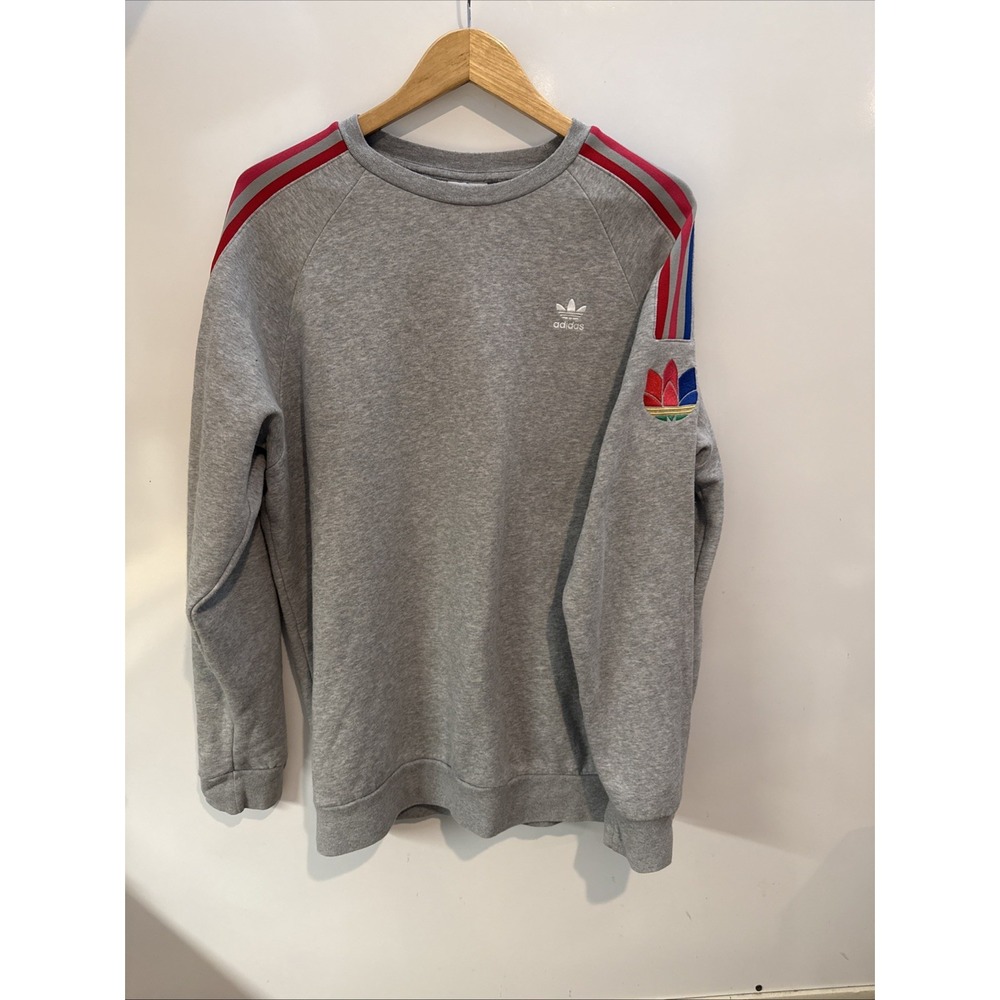 adidas Men's Originals 3D Trefoil Crewneck Sweatshirt men's L gray multicolor